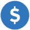 A dollar logo in blue with transparent background